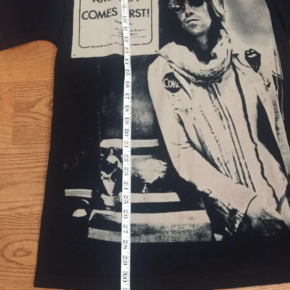 VINTAGE KEITH RICHARDS 70s ROLLING STONES TOUR PHOTO DRUG FREE AMERICA T SHIRT L